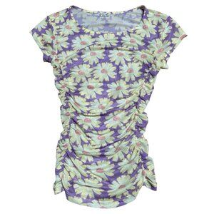 Intimately Free People Sheer Daisy Top Size S Mesh Fabrice, Short Sleeve